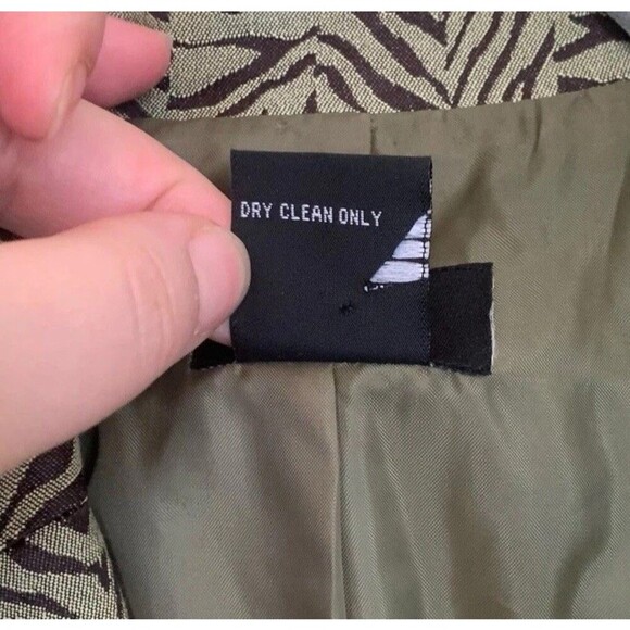 RQT Zebra Print Blazer Womens Size 16 Green Lined Long Sleeve Suit Jacket Office - Picture 7 of 8